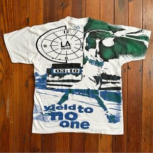 Vintage 90s LA Gear aop reverse jam Yield to No One tee Large